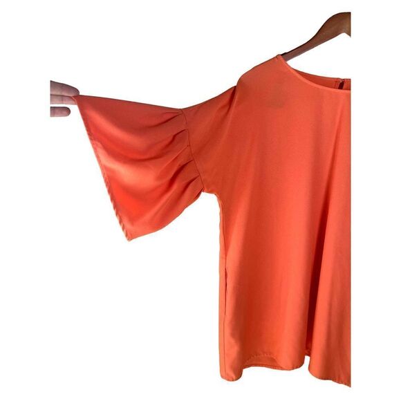 Umgee small peach orange flutter batwing butterfly sleeve blouse pockets - Picture 3 of 5